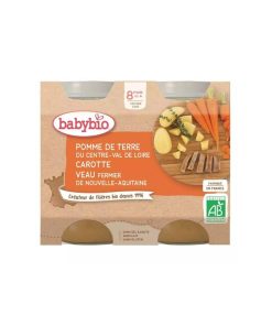 Babybio Petit pot pomme de terre carotte veau bio dès 8 mois – 2x200g